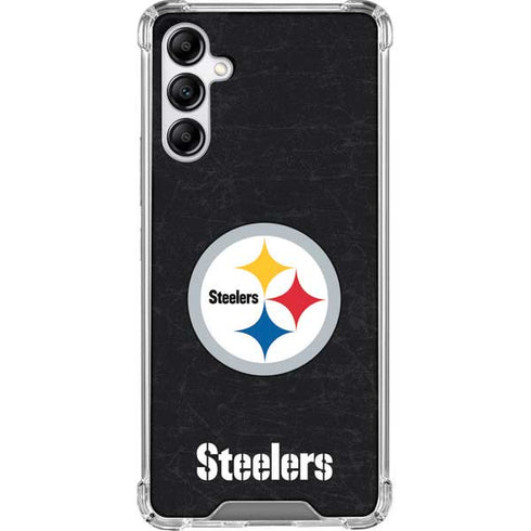 NFL Pittsburgh Steelers Distressed Galaxy A14 5G Clear Case