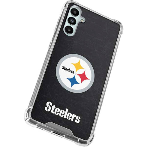 NFL Pittsburgh Steelers Distressed Galaxy A14 5G Clear Case