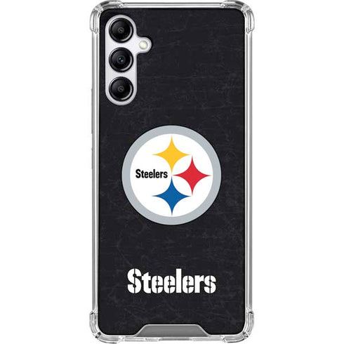 NFL Pittsburgh Steelers Distressed Galaxy A15 5G Clear Case