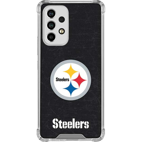 NFL Pittsburgh Steelers Distressed Galaxy A33 5G Clear Case