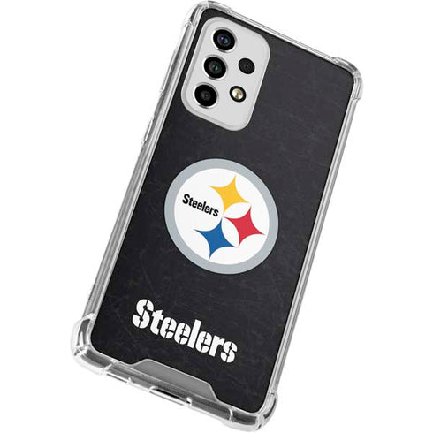 NFL Pittsburgh Steelers Distressed Galaxy A33 5G Clear Case