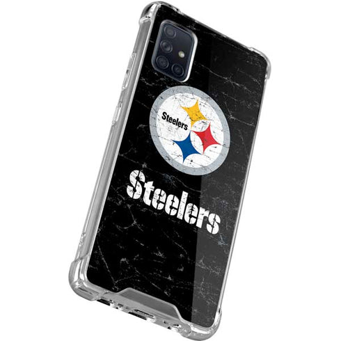 NFL Pittsburgh Steelers Distressed Galaxy A51 5G Clear Case