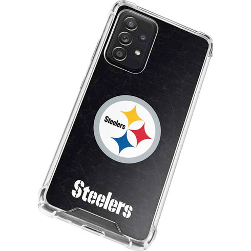 NFL Pittsburgh Steelers Distressed Galaxy A52 5G Clear Case