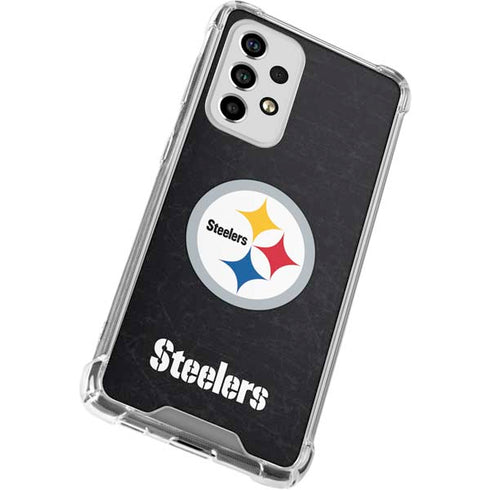 NFL Pittsburgh Steelers Distressed Galaxy A53 5G Clear Case