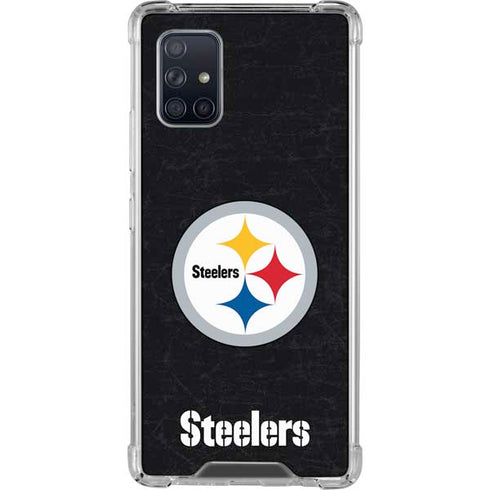 NFL Pittsburgh Steelers Distressed Galaxy A71 5G Clear Case