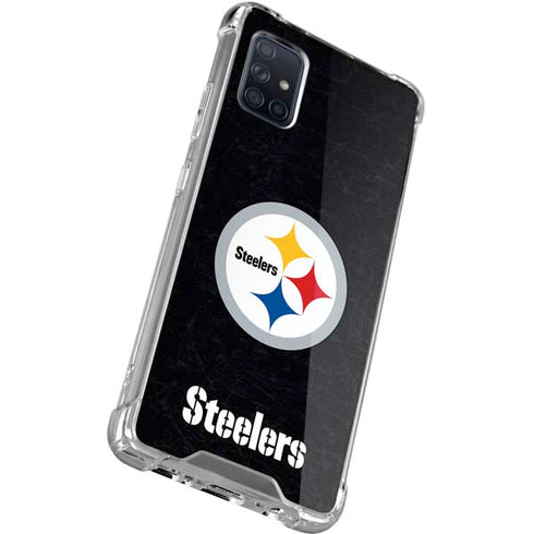 NFL Pittsburgh Steelers Distressed Galaxy A71 5G Clear Case
