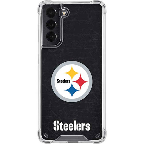 NFL Pittsburgh Steelers Distressed Galaxy S21 5G Clear Case