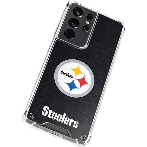 NFL Pittsburgh Steelers Distressed Galaxy S21 Ultra 5G Clear Case