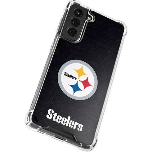 NFL Pittsburgh Steelers Distressed Galaxy S22 Plus Clear Case