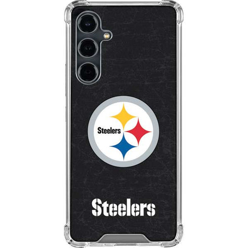 NFL Pittsburgh Steelers Distressed Galaxy S23 FE Clear Case