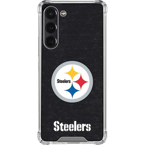 NFL Pittsburgh Steelers Distressed Galaxy S23 Plus Clear Case