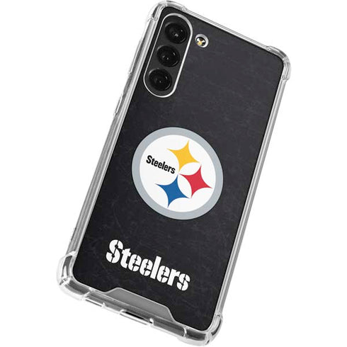 NFL Pittsburgh Steelers Distressed Galaxy S23 Plus Clear Case