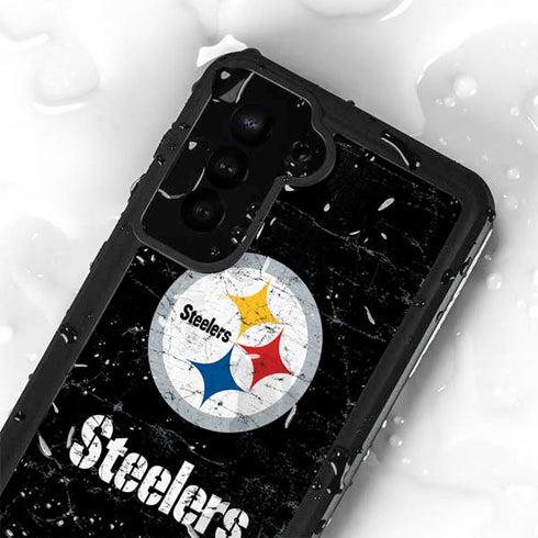 NFL Pittsburgh Steelers Distressed Galaxy S23 Plus Waterproof Case