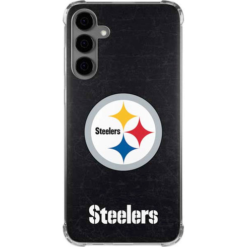 NFL Pittsburgh Steelers Distressed Galaxy S24 Plus Clear Case