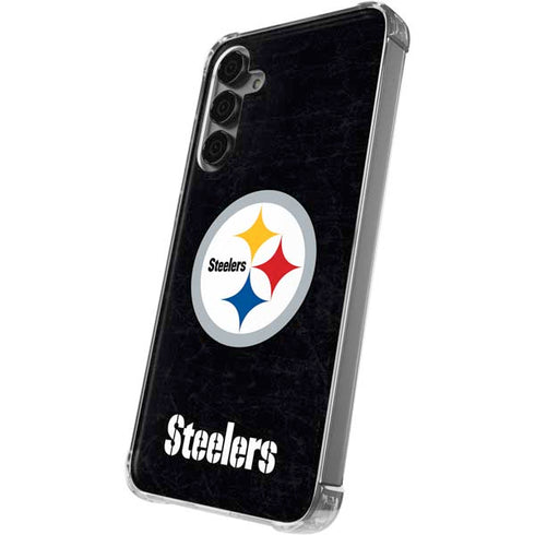 NFL Pittsburgh Steelers Distressed Galaxy S24 Plus Clear Case