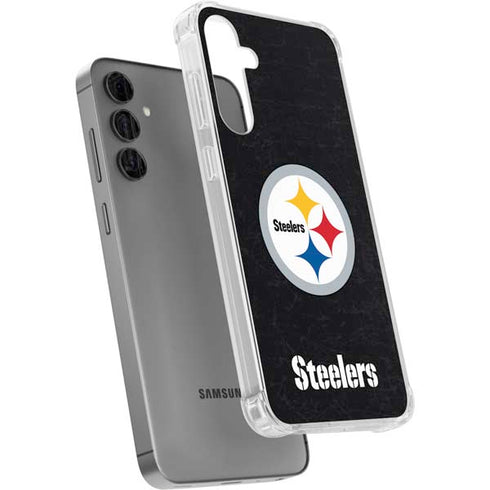 NFL Pittsburgh Steelers Distressed Galaxy S24 Plus Clear Case