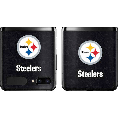 NFL Pittsburgh Steelers Distressed Galaxy Z Flip Skin