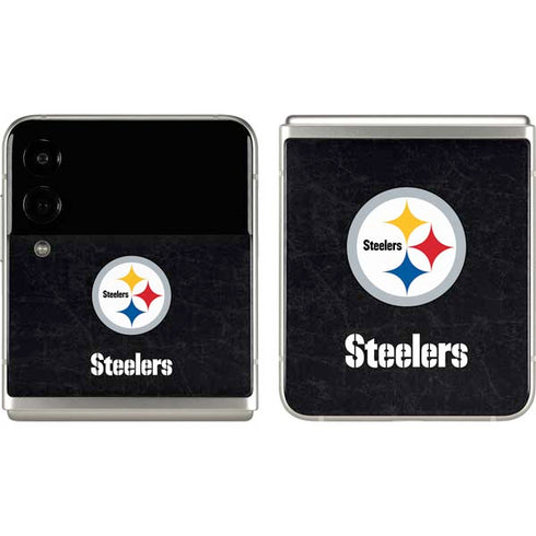 NFL Pittsburgh Steelers Distressed Galaxy Z Flip3 5G Skin