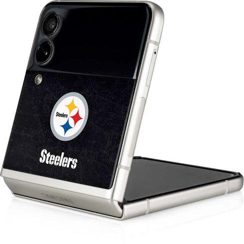 NFL Pittsburgh Steelers Distressed Galaxy Z Flip3 5G Skin