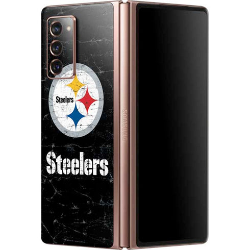 NFL Pittsburgh Steelers Distressed Galaxy Z Fold2 5G Skin