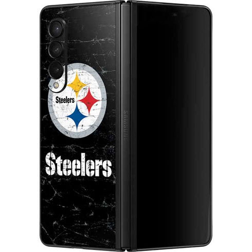 NFL Pittsburgh Steelers Distressed Galaxy Z Fold3 5G Skin
