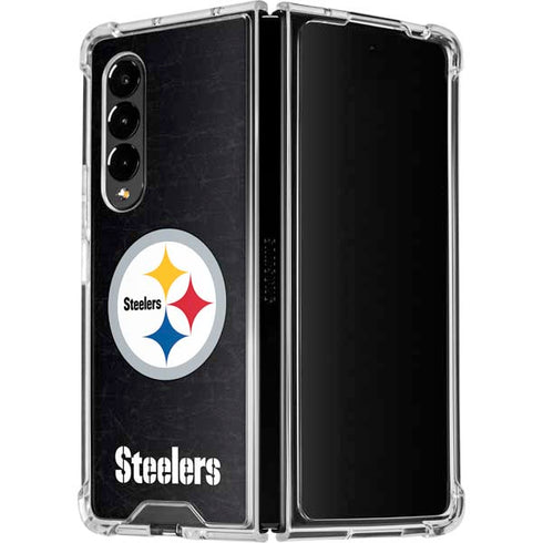 NFL Pittsburgh Steelers Distressed Galaxy Z Fold4 5G Clear Case