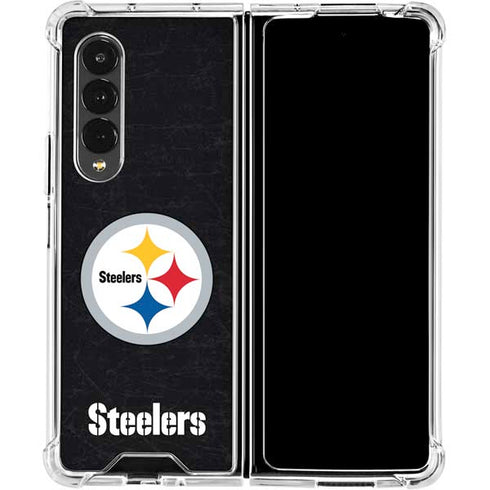 NFL Pittsburgh Steelers Distressed Galaxy Z Fold4 5G Clear Case