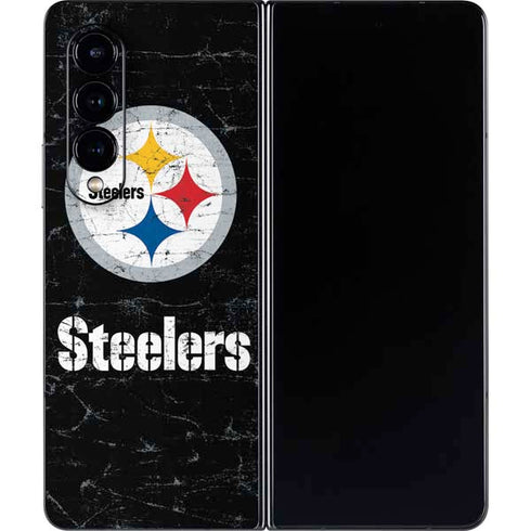 NFL Pittsburgh Steelers Distressed Galaxy Z Fold4 5G Skin