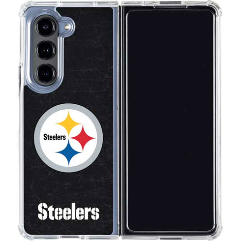 NFL Pittsburgh Steelers Distressed Galaxy Z Fold5 5G Clear Case