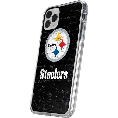 NFL Pittsburgh Steelers Distressed iPhone 11 Pro Clear Case