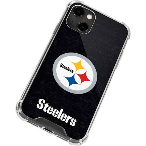 NFL Pittsburgh Steelers Distressed iPhone 13 Clear Case