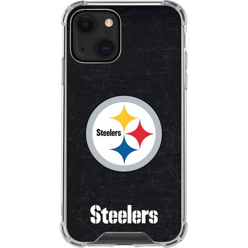 NFL Pittsburgh Steelers Distressed iPhone 13 Mini Clear Case