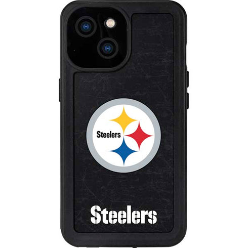 NFL Pittsburgh Steelers Distressed iPhone 13 Mini Waterproof Case