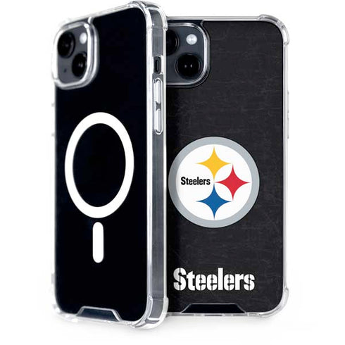 NFL Pittsburgh Steelers Distressed iPhone 15 Plus MagSafe Case