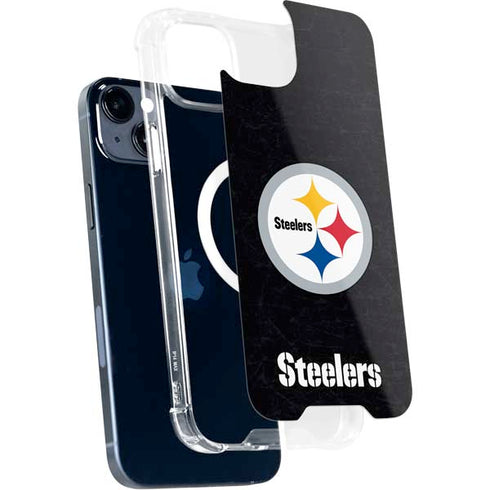 NFL Pittsburgh Steelers Distressed iPhone 15 Plus MagSafe Case