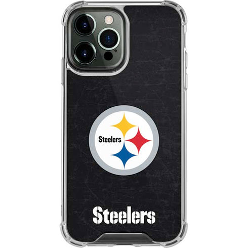 NFL Pittsburgh Steelers Distressed iPhone 14 Pro Max Clear Case