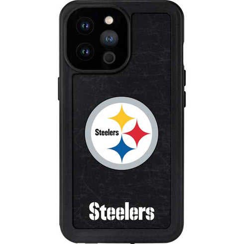 NFL Pittsburgh Steelers Distressed iPhone 14 Pro Max Waterproof Case