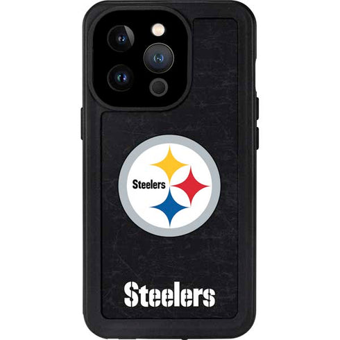 NFL Pittsburgh Steelers Distressed iPhone 14 Pro Waterproof Case