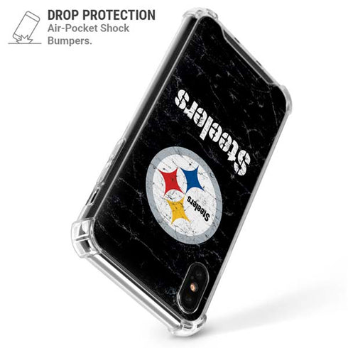 NFL Pittsburgh Steelers Distressed iPhone XS Max Clear Case