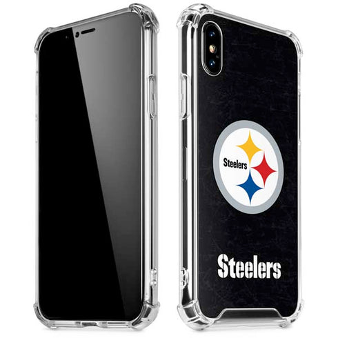 NFL Pittsburgh Steelers Distressed iPhone XS Max Clear Case