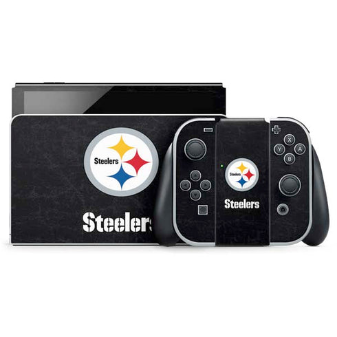 NFL Pittsburgh Steelers Distressed Nintendo Switch OLED (2021) Skin