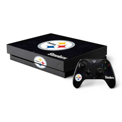 NFL Pittsburgh Steelers Distressed Xbox One X Bundle Skin