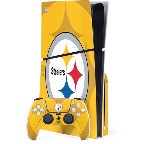 NFL Pittsburgh Steelers Double Vision PS5 Slim Disk Bundle Skin