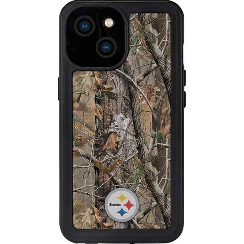 NFL Pittsburgh Steelers Realtree AP Camo iPhone 15 Waterproof Case
