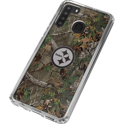 NFL Pittsburgh Steelers Realtree Xtra Green Camo Galaxy A21 Clear Case