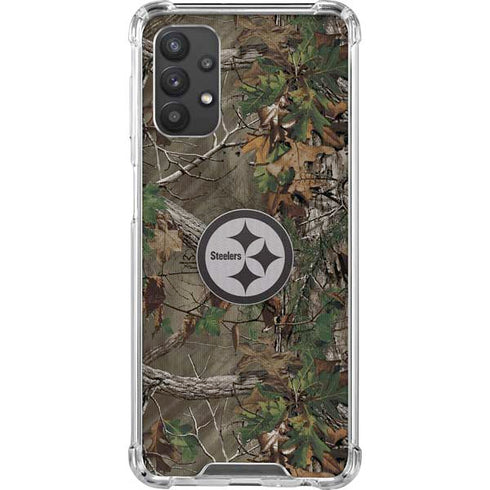 NFL Pittsburgh Steelers Realtree Xtra Green Camo Galaxy A32 5G Clear Case