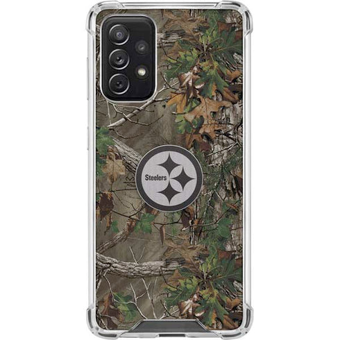 NFL Pittsburgh Steelers Realtree Xtra Green Camo Galaxy A72 5G Clear Case
