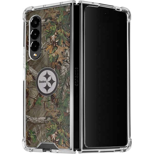 NFL Pittsburgh Steelers Realtree Xtra Green Camo Galaxy Z Fold4 5G Clear Case