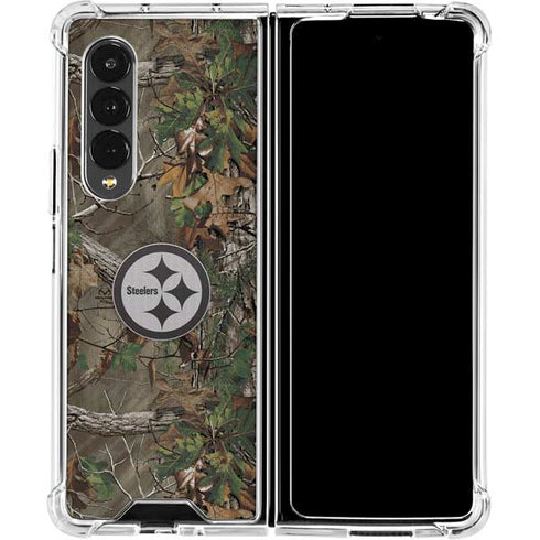 NFL Pittsburgh Steelers Realtree Xtra Green Camo Galaxy Z Fold4 5G Clear Case