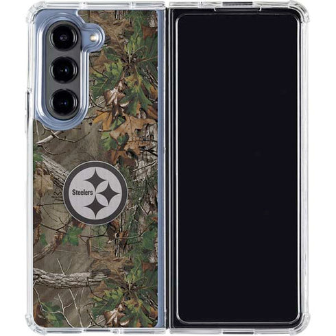 NFL Pittsburgh Steelers Realtree Xtra Green Camo Galaxy Z Fold5 5G Clear Case
